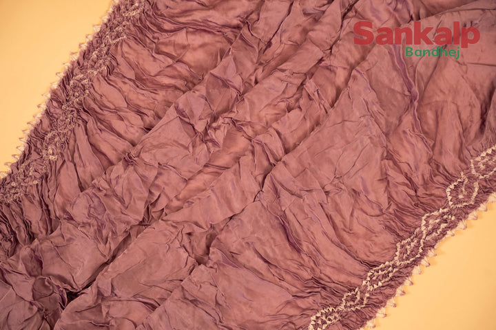 Lavender Pure Modal Silk Bandhani Saree With Lagdi Patta