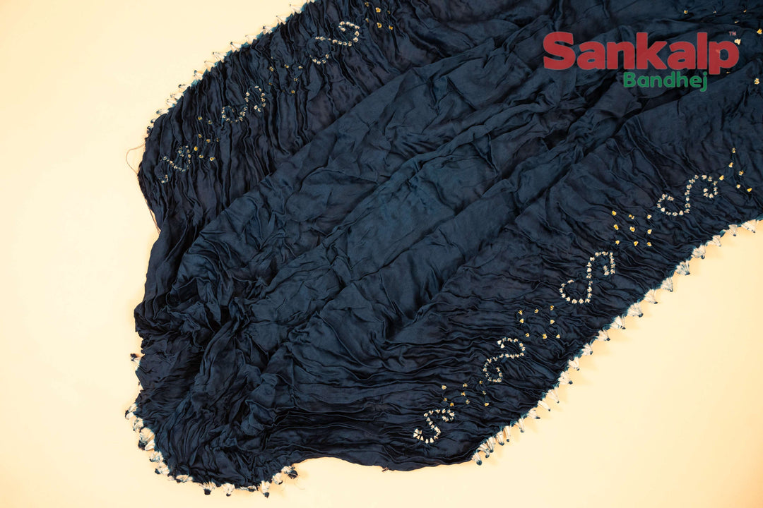 Blue Pure Modal Silk Single Dot Bandhej Saree