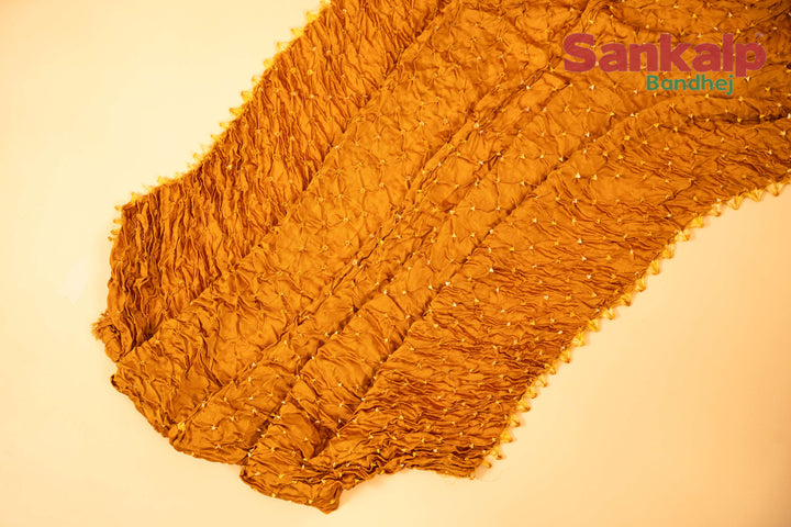 Mustard Yellow Pure Modal Silk Bandhani Saree With Lagdi Patta