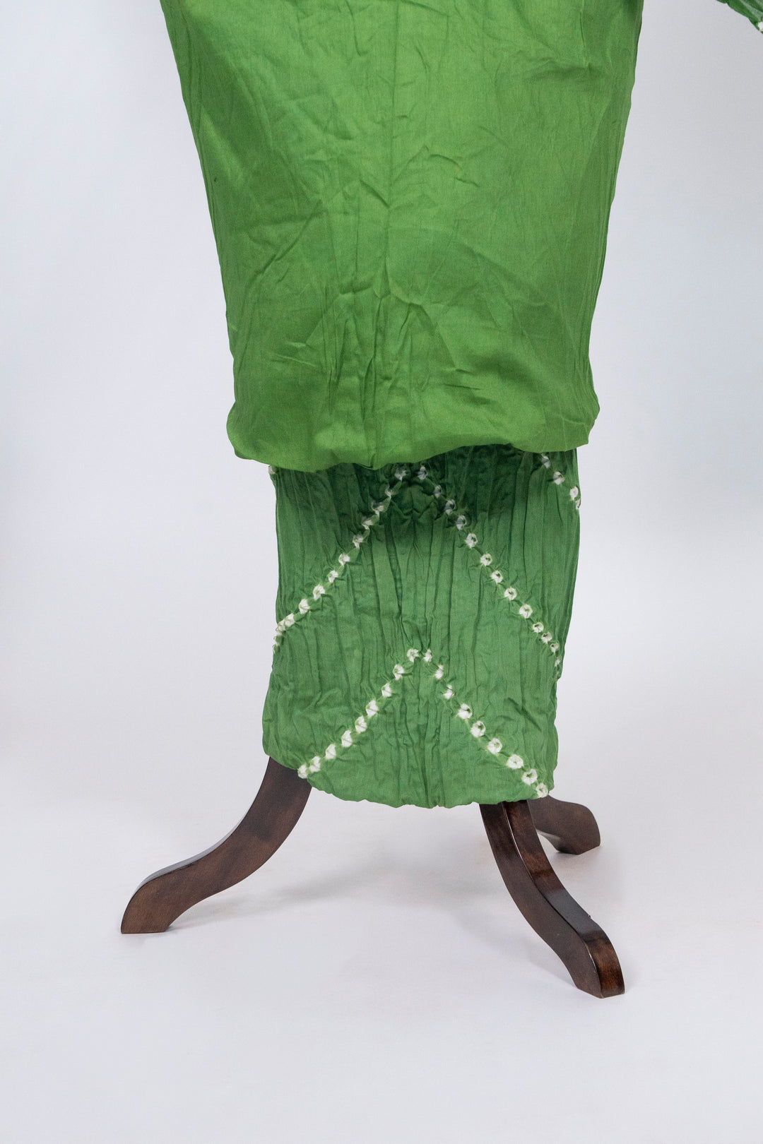 Green Cotton Satin Suit Material with Neck Embroidery