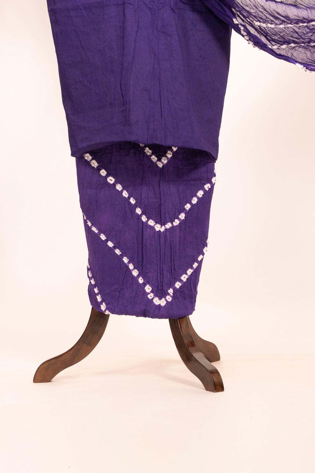 Purple Cotton Satin Suit Material with Neck Embroidery