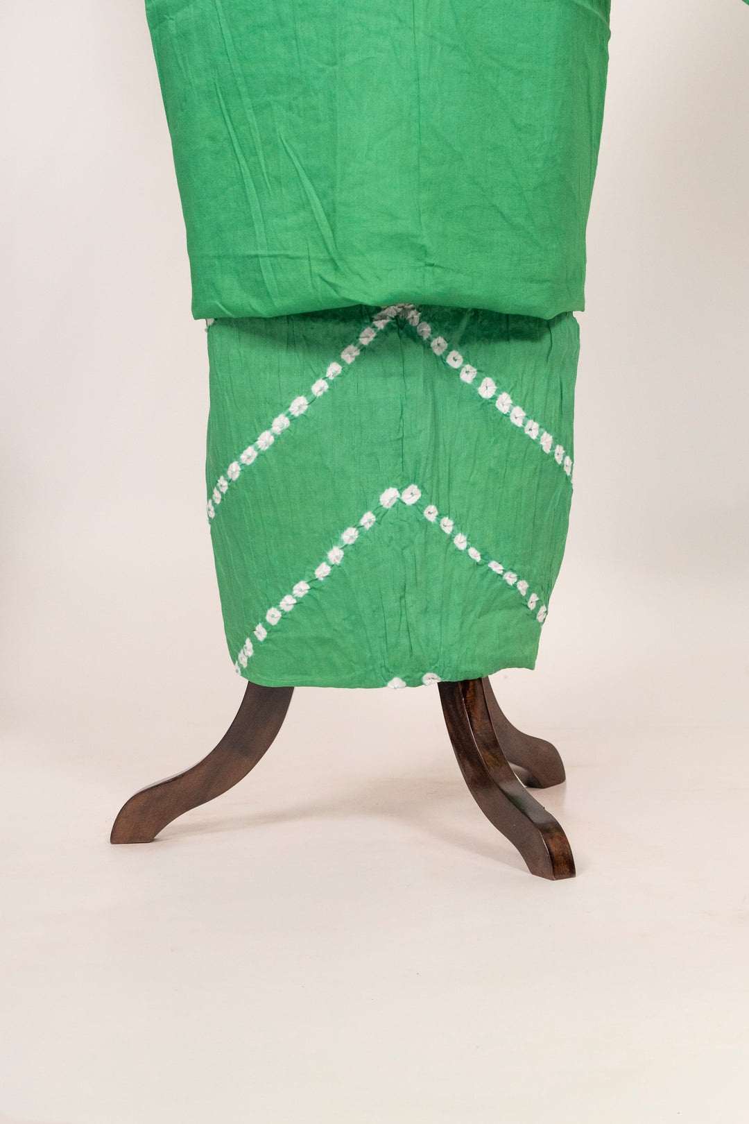 Pastel Green Cotton Satin Suit Material with Neck Embroidery