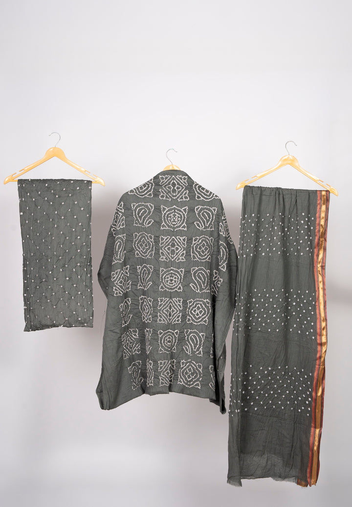 Grey Badhani  Cotton Satin 3 Piece Suit Material