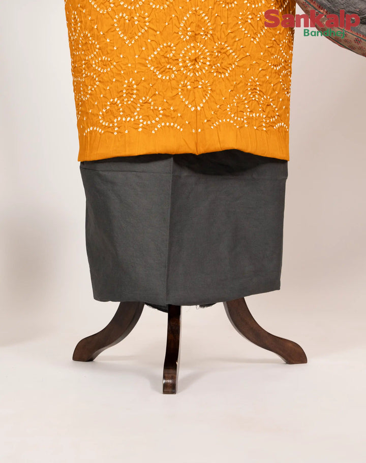 Yellow Bandhej 3 Piece Cotton Stain Dress Material