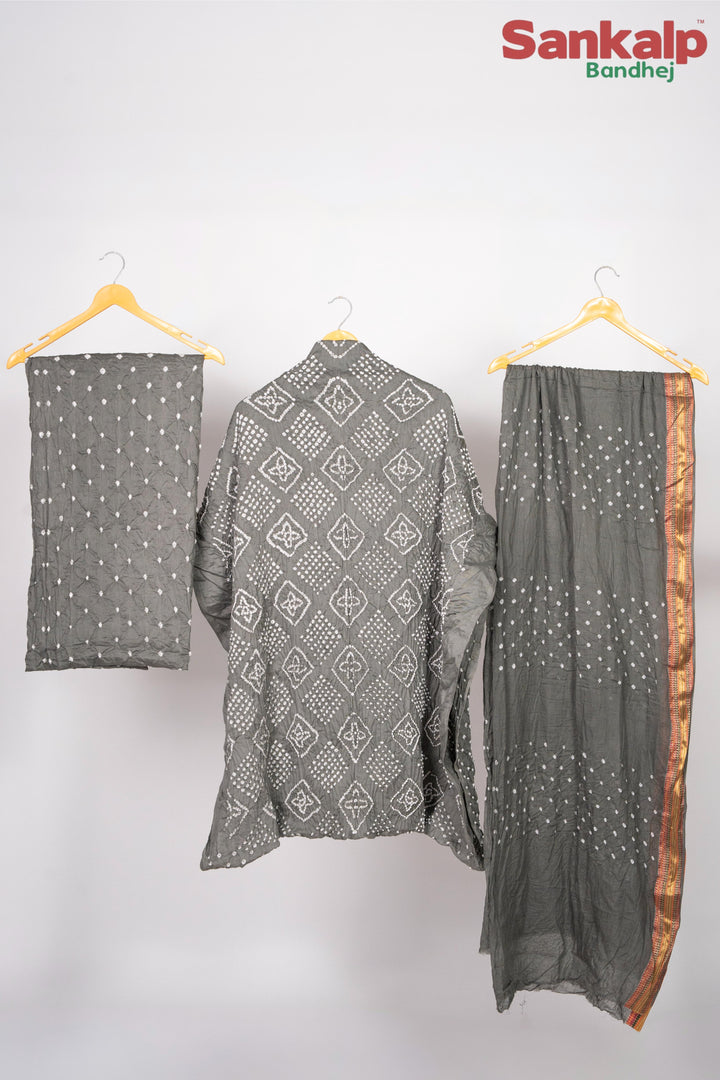 Grey Badhani  Cotton Satin 3 Piece Suit Material