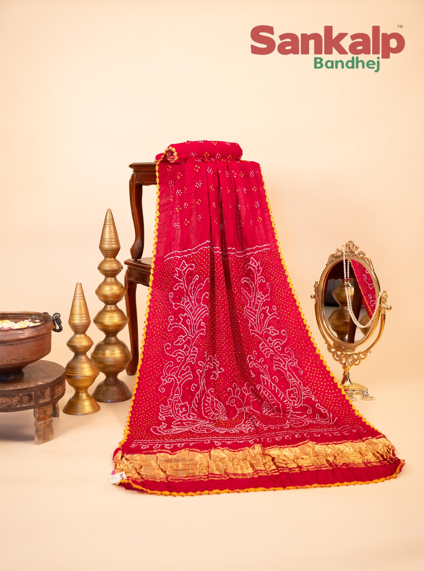 Red Mor Pallav Gajji Designer Saree