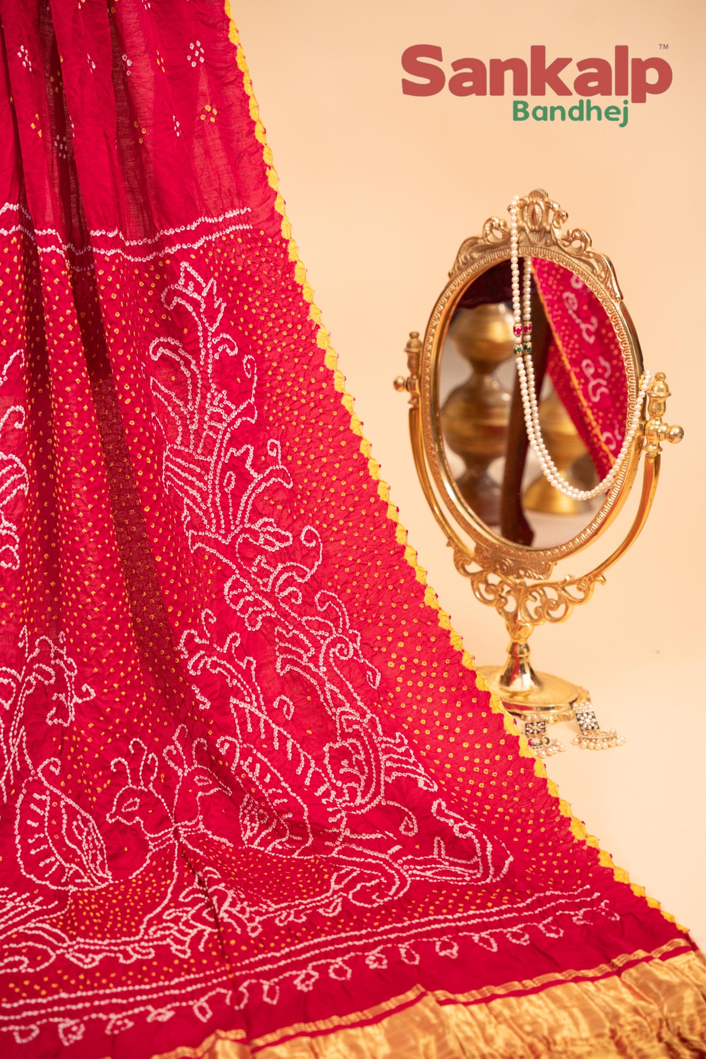 Red Mor Pallav Gajji Designer Saree
