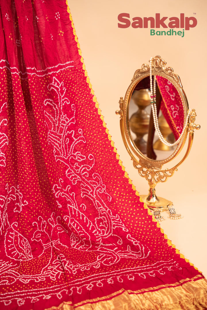 Red Mor Pallav Gajji Designer Saree