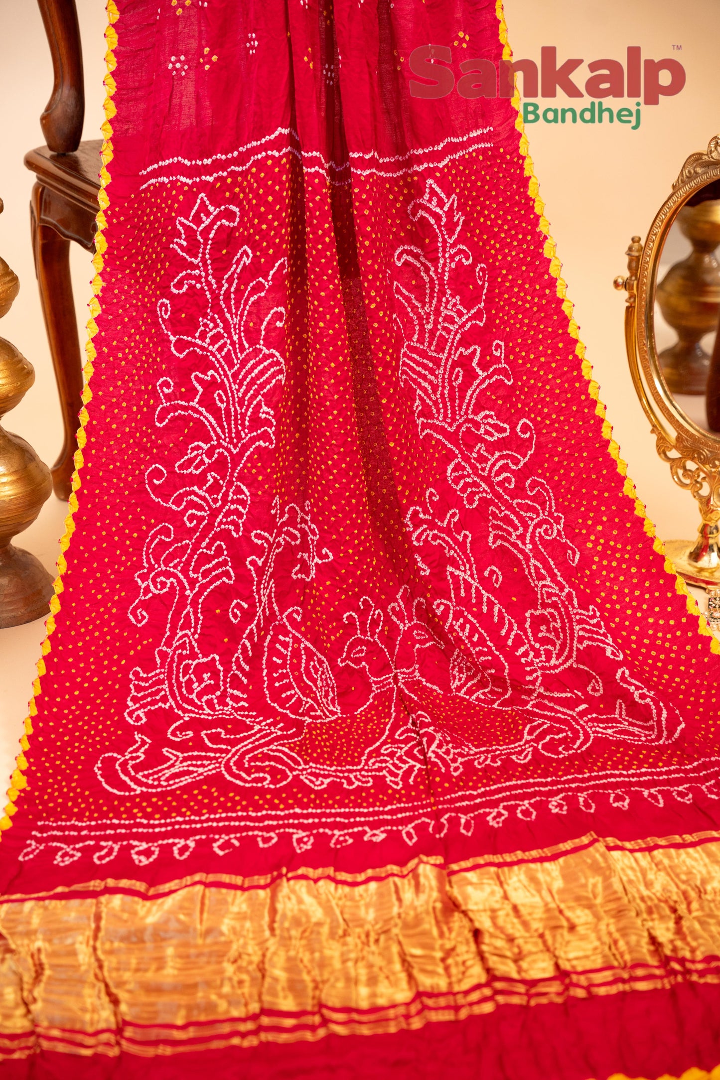 Red Mor Pallav Gajji Designer Saree