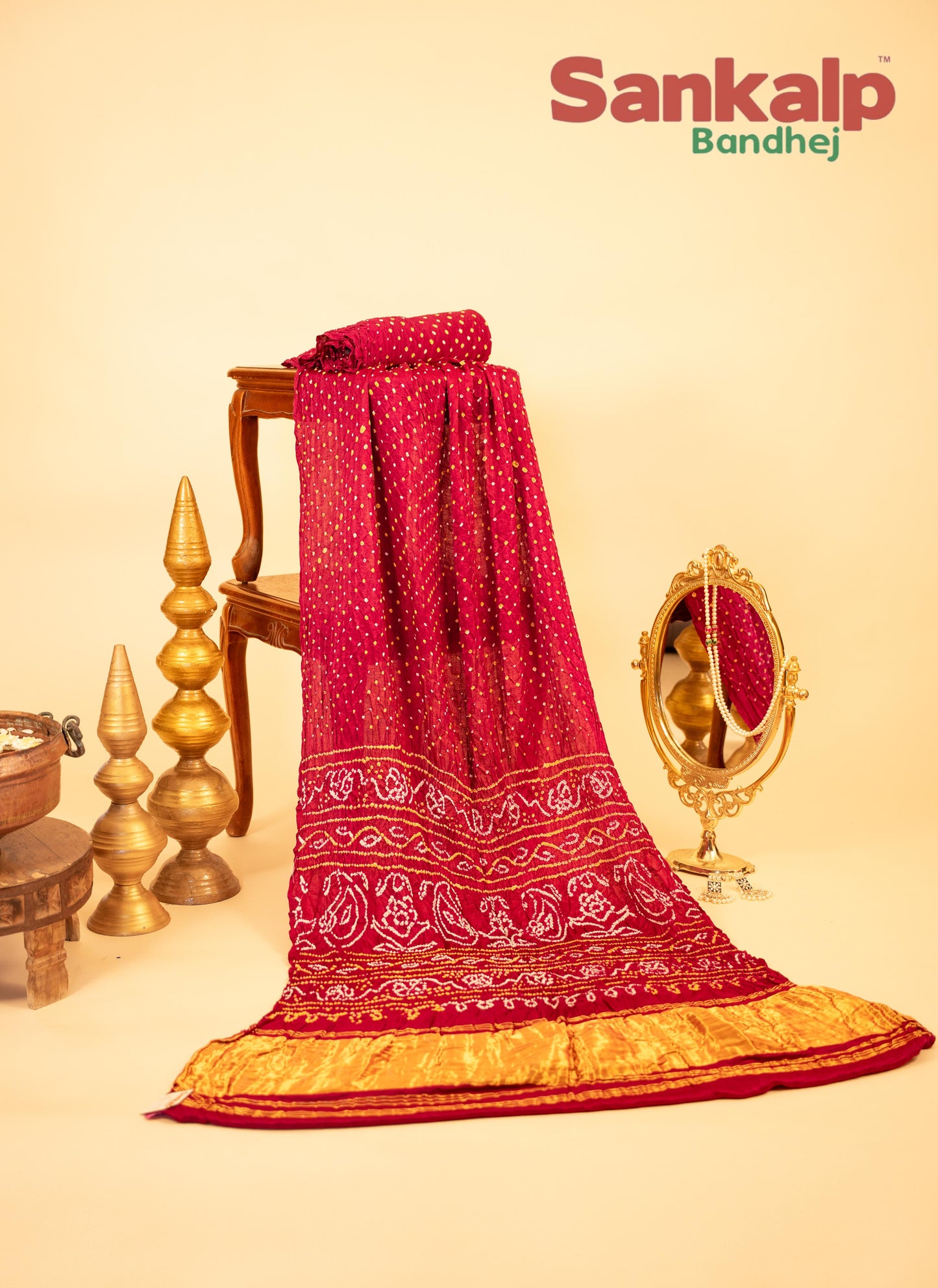 Gajji Silk Single Dot Bandhani Saree