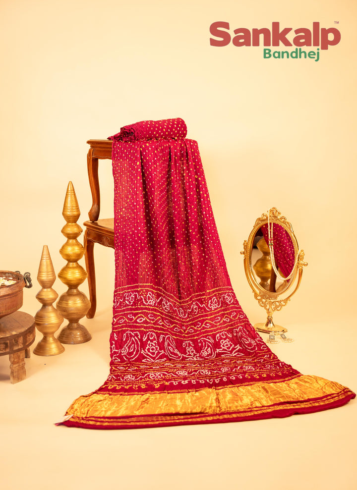 Gajji Silk Single Dot Bandhani Saree