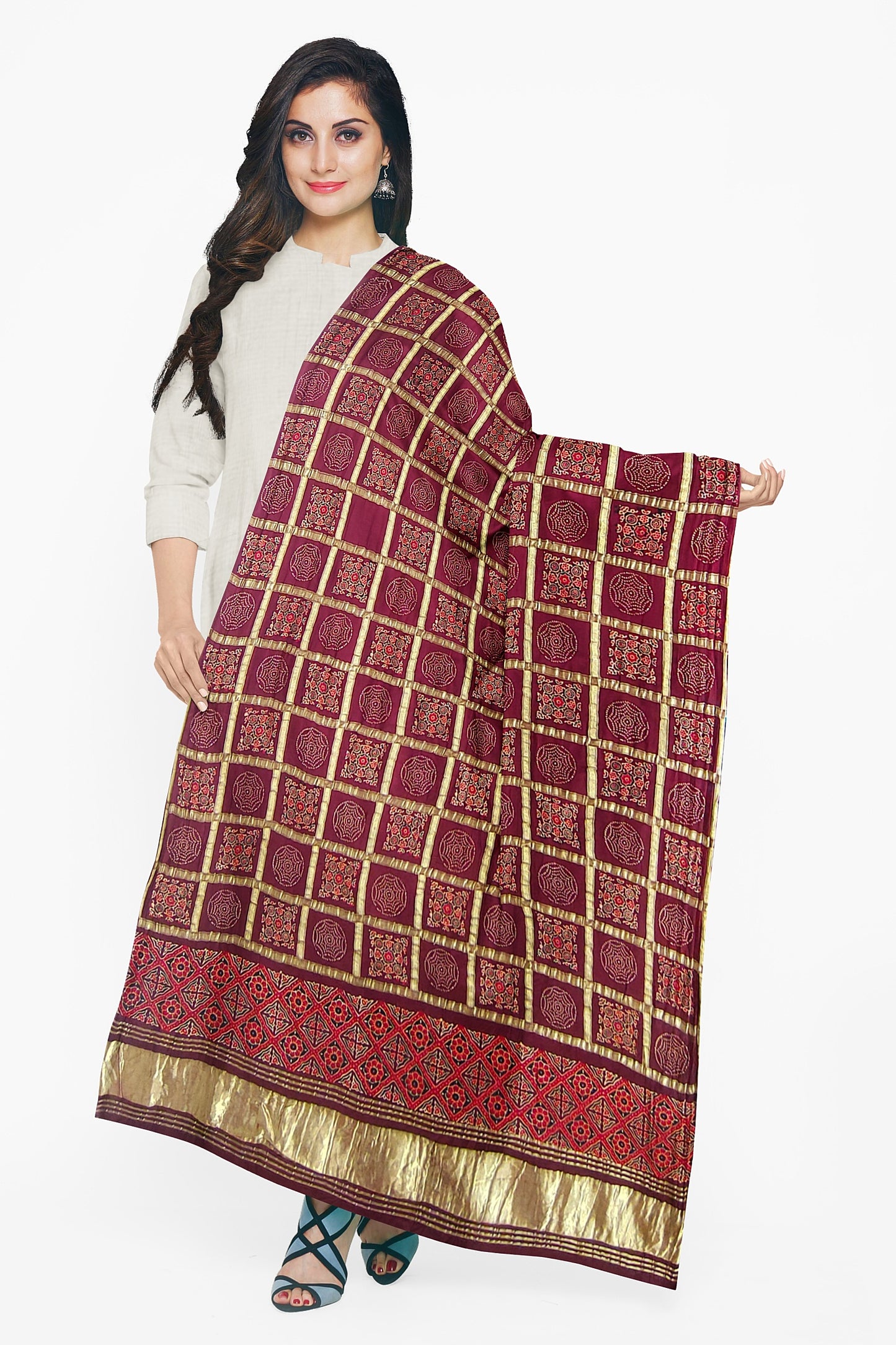AGJ AJRAKHCHECKS DUPATTA